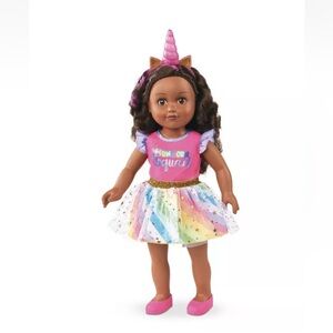 My Life As Poseable Unicorn Trainer 18" Doll, Dark Brunette Hair, Brown Eyes,